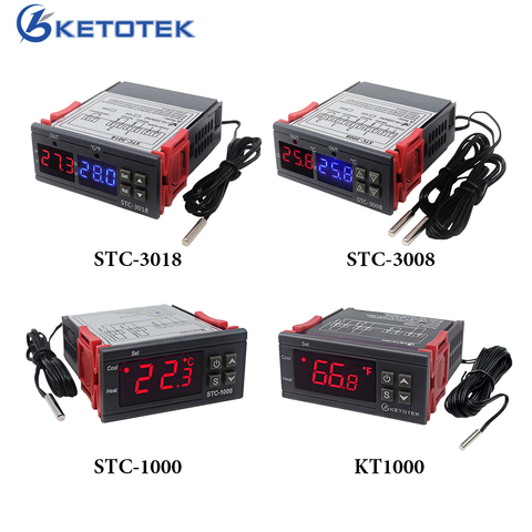 STC-3008-controlador Digital de temperatura, termostato de la incubadora, termorregulador, refrigeración por calor, 12V, 24V, 3018 V, 220 KT1000, STC-1000 ► Foto 1/6