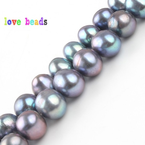 AA perlas naturales de agua dulce gris con Multicolor 7-8mm de forma libre perlas redondas perlas para fabricación de joyería DIY hebra para pulseras ► Foto 1/6