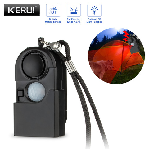 KERUI alarma de seguridad 120dB Camping viaje Mini Sensor de movimiento por infrarrojos PIR Detector de alarma de defensa Anti-robo alarma Personal ► Foto 1/6