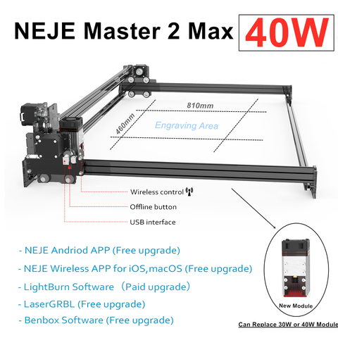 Máquina de corte láser profesional NEJE Master 2S Max 40W CNC, alta potencia, máquina de grabado, Lightburn, Control por aplicación Bluetooth, 2022 ► Foto 1/6