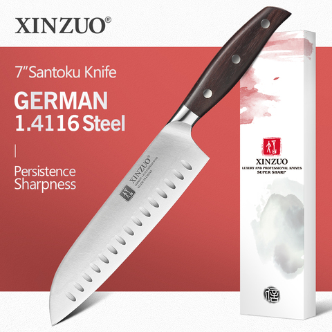 XINZUO-cuchillo Santoku de 7 pulgadas, cuchillo de cocina de acero alemán DIN1.4416, cuchillos afilados de acero inoxidable de estilo japonés para Chef, herramienta de cocina ► Foto 1/6