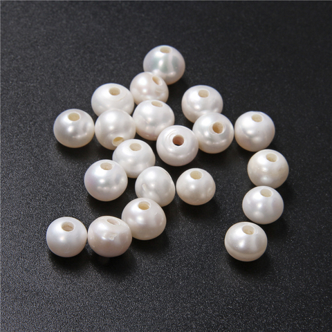 Perlas naturales grandes de grado AA de 10-11mm, perlas de agua dulce de agujero grande, perlas blancas cerca de perlas redondas sueltas para fabricación de joyas DiY ► Foto 1/6