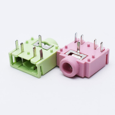 Conector de auriculares PJ307 de 3,5mm, PJ-307C 3F07, 5p, toma de audio, verde, rosa, 10 Uds. ► Foto 1/3