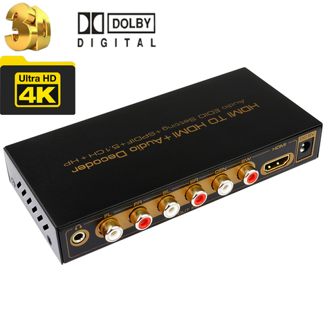 Extractor de audio HDMI a HDMI, 5,1 canales, decodificador de audio 4K, HDMI, HDMI, entrada a HDMI, toslink, 5,1 canales ► Foto 1/6