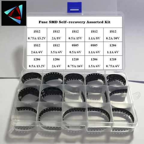 Fusible de autorecuperación PPTC, 300 Uds., 1812, 1206, 0805, 1210, 15 valores, 0.7A, 0.5A, 0.2A, 2A, 1.1A, 2.6A, 3.5A, 1.1A, SMD, fusible reajustable ► Foto 1/2