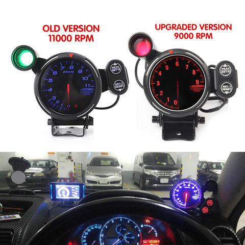 Tacómetro LED de 9000 RPM, 11000 RPM, 80mm, nueva versión mejorada, instrumento de carreras reacondicionado, con lámpara de alarma ► Foto 1/6