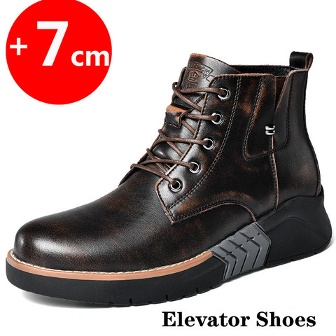 Botas de Zapatos altos para hombre, zapatos de cuero, aumento de altura, 7CM ► Foto 1/6