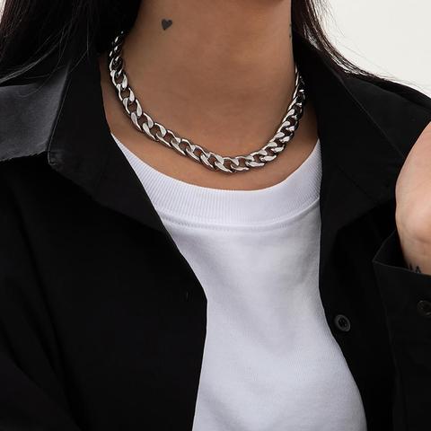 SHIXIN-collar de cadena de acero inoxidable para hombre y mujer, Gargantilla corta Punk, cadena de eslabones cubanos, collar de Hip Hop ► Foto 1/6