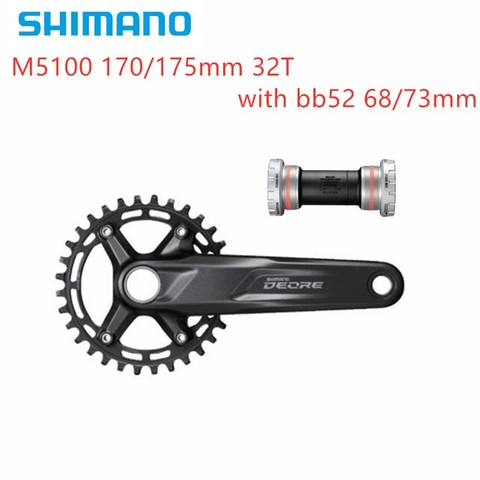 Shimano-platos y bielas para bicicleta de montaña, manivela de aleación de aluminio con BB52, Deore M5100, 170/175, 36-26T, 32T, 1x11, 2x11 ► Foto 1/4