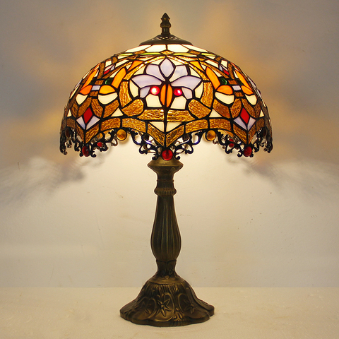 Lámpara de lectura para dormitorio y sala de estar, luz de estilo Tiffany con cola de dragón, color rojo, barroco, 12