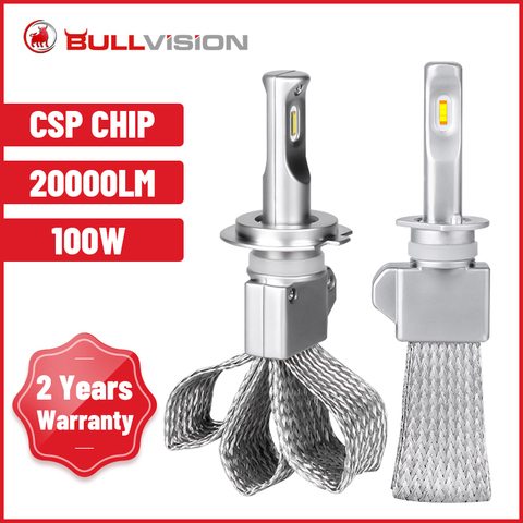 Bullvision-faros LED superbrillantes para coche, luces antiniebla de diodo, H1, H7, 20000LM, H11, H4, H8, H9, 9005, 9006, HB3, HB4, Ice ► Foto 1/6