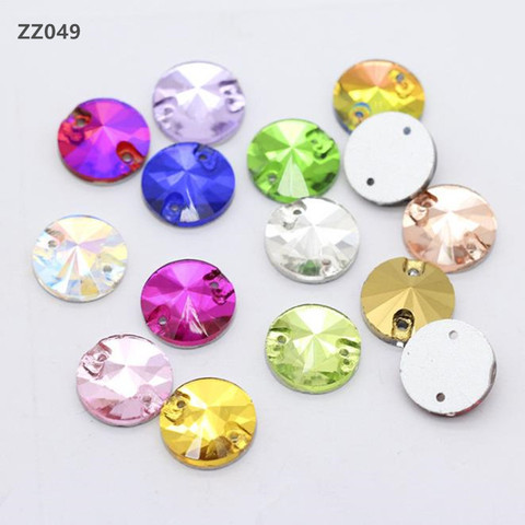 Zsszc-cristal redondo para coser diamantes de imitación, varios colores, parte posterior plana, piedras para coser para vestido de boda, 8mm, 10mm, 12mm, 14mm, 16mm, 18mm, ZZ049 ► Foto 1/4