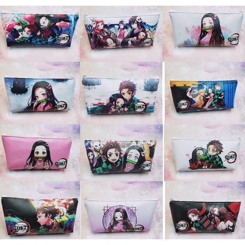 Demon Slayer-estuche de lápices Kimetsu No Yaiba Kamado Tanjirou Nezuko, bolsa de lápices con cremallera, suministros escolares de oficina, regalo de papelería para niños ► Foto 1/6