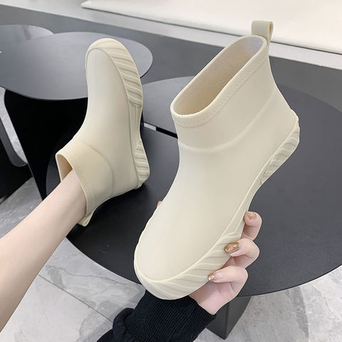 Botas de lluvia a la moda japonesa para mujer, botines de goma antideslizantes para cocina, zapatos con plataforma y marca de agua para compras, 2022 ► Foto 1/6