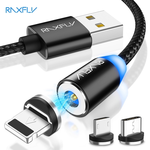 RAXFLY-Cable magnético para móvil, Cable Micro USB tipo C de carga rápida para iPhone 11 Pro Max, Xiaomi Redmi, 1M ► Foto 1/6