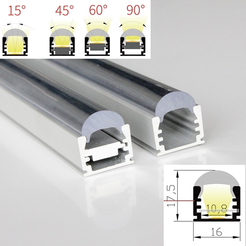 12 metros (12 uds) un lote, 1m por pieza perfil de aluminio anodizado para guirnaldas de luces flexibles de led con lente de 15, 24, 60, 90 grados ► Foto 1/2