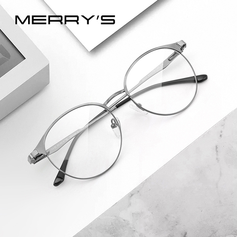 MERRYS-gafas ópticas de aleación de titanio para mujer, anteojos con montura Vintage ultraligeros, graduadas para miopía, S2169 ► Foto 1/6