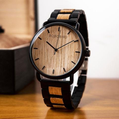 Reloj masculino BOBO pájaro de cuarzo hombre cebra de madera relojes de diseño Simple reloj de regalo de papel de caja de Dropshipping. Exclusivo. ► Foto 1/6