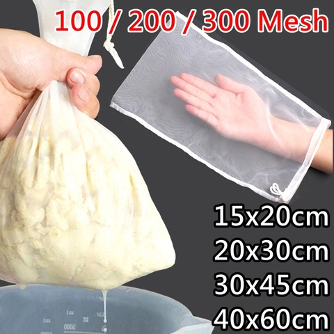 Bolsa filtrante de nailon de grado alimenticio, malla filtrante para té, cerveza, leche, café y aceite, bolsas de tela para cocina, 100/200/300 ► Foto 1/6