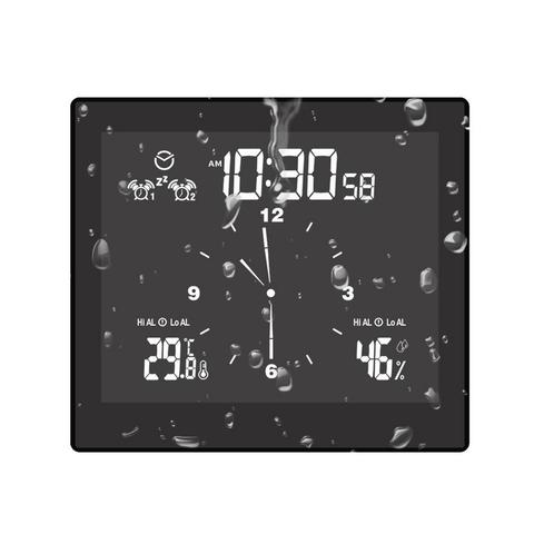 Reloj Digital impermeable, reloj de pared para baño, ducha, succión, alarma de soporte de pared, temporizador, medidor de alarma de humedad y temperatura ► Foto 1/6