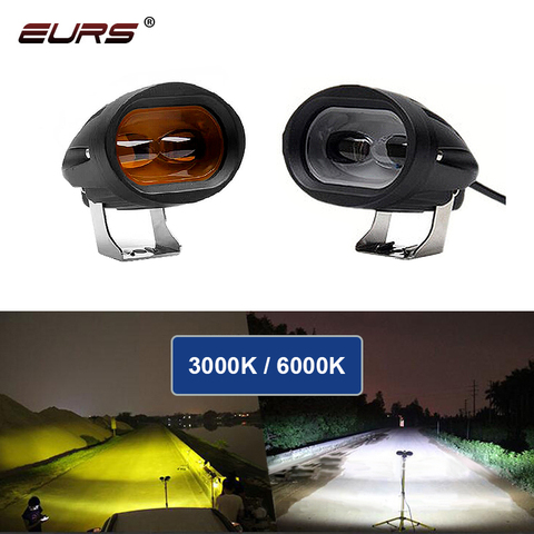 Luz antiniebla DE TRABAJO 6D para motocicleta, faro led universal para coche y camión, lámpara antiniebla para Moto, 20W, 12-80V, 3000K, 6000K ► Foto 1/6