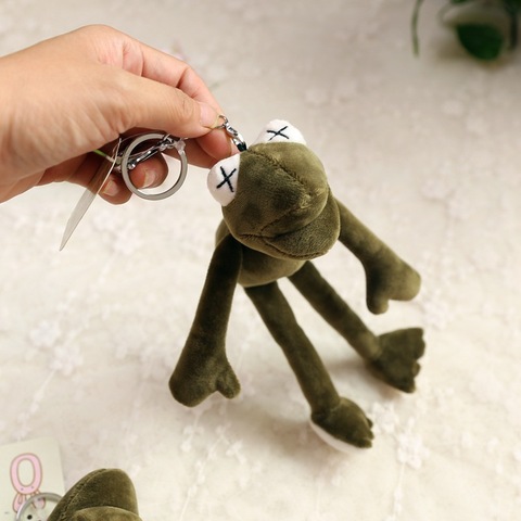 Pluff divertido rana de dibujos animados de peluche llaveros anillos clave Porte Clef colgante suave Animal relleno del juguete de los niños de 0 a 3 años ► Foto 1/6