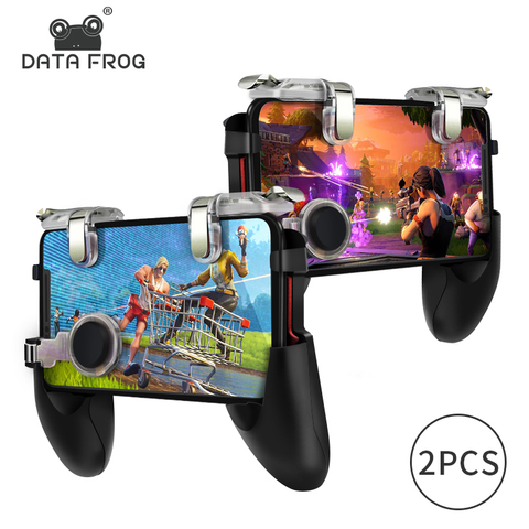 DATA FROG-Pack de 2 mandos con gatillos para PUBG para móvil, mando para jugar en el móvil a PUBG, para iPhone 7, 8 Plus, X, para Xiaomi y Android ► Foto 1/6