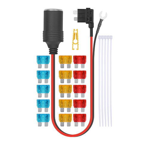 Encendedor de coche de 30cm, 1 Juego de extensión de enchufe de 12V, soporte de fusible estándar, plomo con fusible 5A/10A/15A ► Foto 1/5