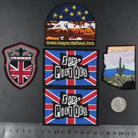 Pistolas sexuales Rock Band, parches bordados completos, adhesivos para planchado de ropa, banderas de moral Punk, apliques de paisaje, insignias de ropa ► Foto 1/6