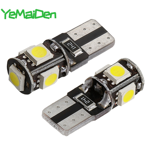 10 piezas de bombilla LED T10 Canbus 12V 5050 5 smd 6000K 5W5 W5W LED sin error cuña coche lado eliminación de señal lámpara super brillante blanco ► Foto 1/6