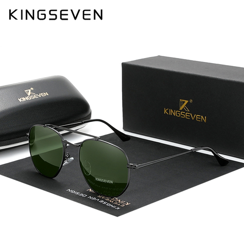 KINGSEVEN-gafas de sol redondas polarizadas Steampunk para hombre y mujer, lentes de sol Retro, Estilo Vintage ► Foto 1/5