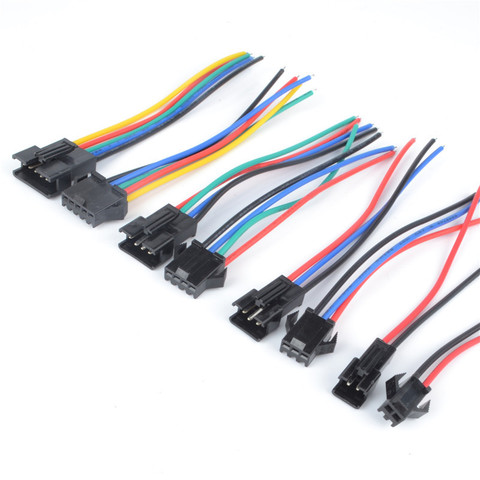 2pin 3pin 4pin 5pin 2,54 MM JST SM conector con cable, conector macho y hembra para RGB RGBW tira de luz LED RGBWW ► Foto 1/5