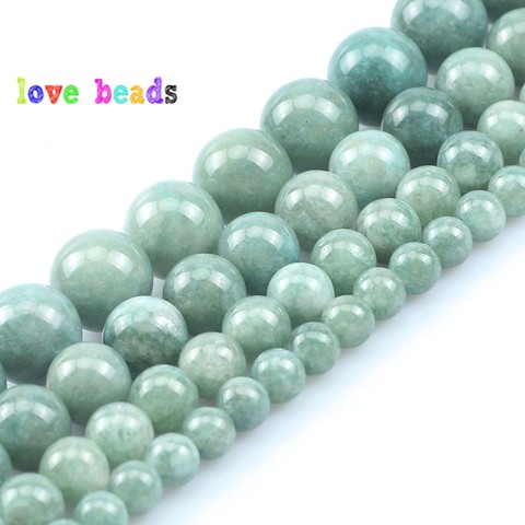 Cuentas de jadeíta Natural de 6-12mm, cuentas de jade verde birmano de piedra Natural, redondas y sueltas para fabricación de joyería DIY, collar de pulseras de 15'' ► Foto 1/6