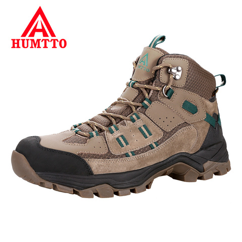 HUMTTO-botas de goma para hombre, calzado de seguridad de trabajo, de cuero, de talla grande, para invierno, senderismo, caza, botines de nieve ► Foto 1/6