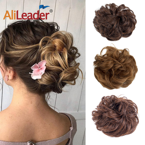 AliLeader Chignon, extensiones de pelo falso rizado, Coleta, pelo corto sintético desordenado, cordón de Donut para mujer, 1 pieza ► Foto 1/6