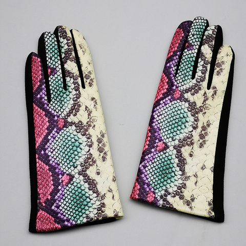 Guantes cálidos de invierno para mujer, de piel de ante, con estampado de leopardo y pantalla táctil, con patrón de cebra, Cachemira, gruesos, H94 ► Foto 1/6