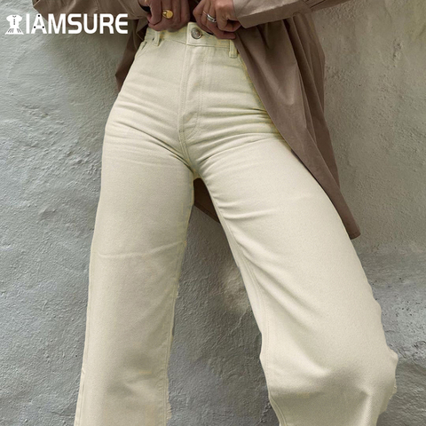 IAMSURE-pantalones vaqueros holgados de cintura alta para mujer, calzas geniales de talla grande, Vintage, informales, de pierna ancha y larga, ropa de calle Y2K ► Foto 1/6