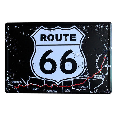 20x30cm Ruta 66 de EUA signo de Metal placa garaje signos de lata Vintage de decoración de pared para Bar placa Shabby Chic mapa cartel pintura A876 ► Foto 1/6
