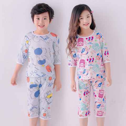 Verano Pijamas para chicos y chicas conjuntos de trajes de ropa para niños camiseta + Pantalones ropa de dormir de algodón de Pijamas de dibujos animados niños Pijamas ► Foto 1/6