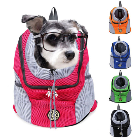 Mochila De viaje portátil con doble hombro para exteriores, bolsa de transporte para perro, mascota, malla frontal ► Foto 1/6