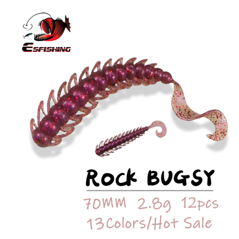 Esfishing 2022 nuevo señuelo suave de pesca 12 piezas Rock Bugsy 7 cm 2,8G cebo suave de invierno aparejos de pesca Rock Spinner Swimbait ► Foto 1/6