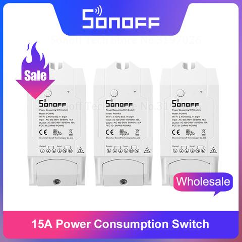 Itead Sonoff Pow 15A Wifi interruptor inteligente Monitor de uso de energía inteligente Casa de medición de potencia Wi-Fi interruptor de Control APP funciona con alexa ► Foto 1/6