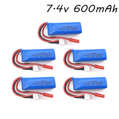 7,4 V 600mAh 601844 batería de Lipo para WLtoys K969 K979 K989 K999 P929 P939 piezas de repuesto de coche teledirigido 2s 7,4 v batería 5 uds ► Foto 1/6