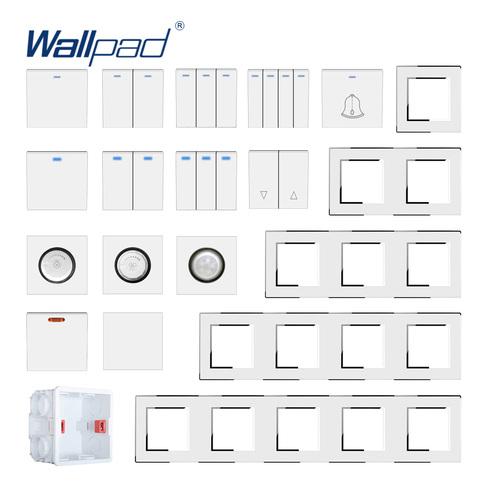 Wallpad-Panel acrílico blanco con borde de plata, interruptor de luz de pared, función de tecla, Combinación libre para manualidades, 52x52mm ► Foto 1/6