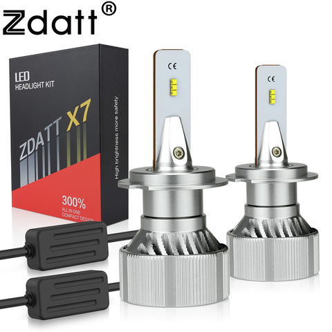 Zdatt bombillas h7 LED para coches, faros delanteros de coche H4 H1 HB3 HB4 H11 H7 Canbus, sin error, 100W, 12000LM, 6000K, 12V, 24V ► Foto 1/6