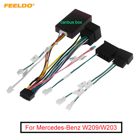 FEELDO coche 16pin de Audio del adaptador del arnés de cableado con caja de Canbus para Mercedes-Benz W209(02-06)/W203(01-04) estéreo de instalación ► Foto 1/5