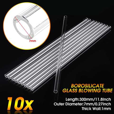 Tubo de soplado de vidrio borosilicato de pared, 10 Uds., 300x7x1mm de longitud, 300mm de diámetro, 7mm, 1mm de espesor, fábrica de laboratorio, tubos para la escuela y el hogar ► Foto 1/6