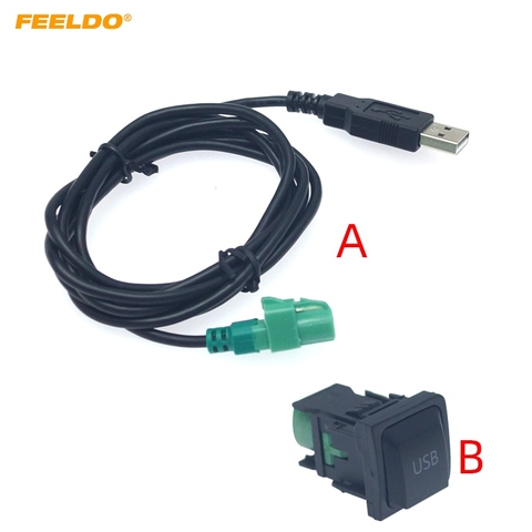 FEELDO-REPRODUCTOR DE CD y Radio para coche, adaptador de Cable de Audio USB de 145cm con botón de interruptor para Volkswagen, Cable USB # AM6221 ► Foto 1/6