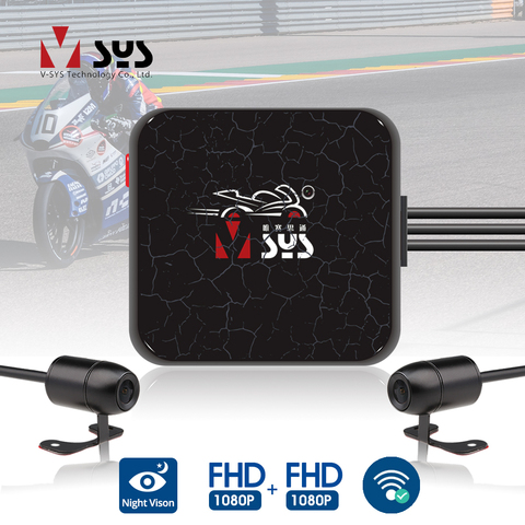 SYS VSYS C6 Dual Cámara de Acción para motocicleta grabadora DVR Vista frontal y trasera impermeable motocicleta Dash Cam negro visión nocturna caja ► Foto 1/6