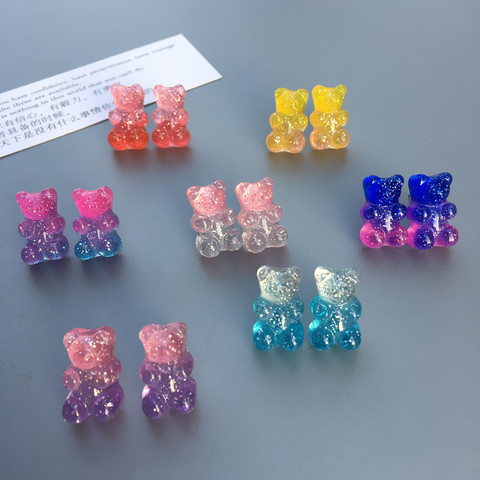 Pendientes colgantes de Pequeño Animal para mujer, Mini pendientes de gota de oso de goma Multicolor para mujer, joyería Brincos ► Foto 1/6